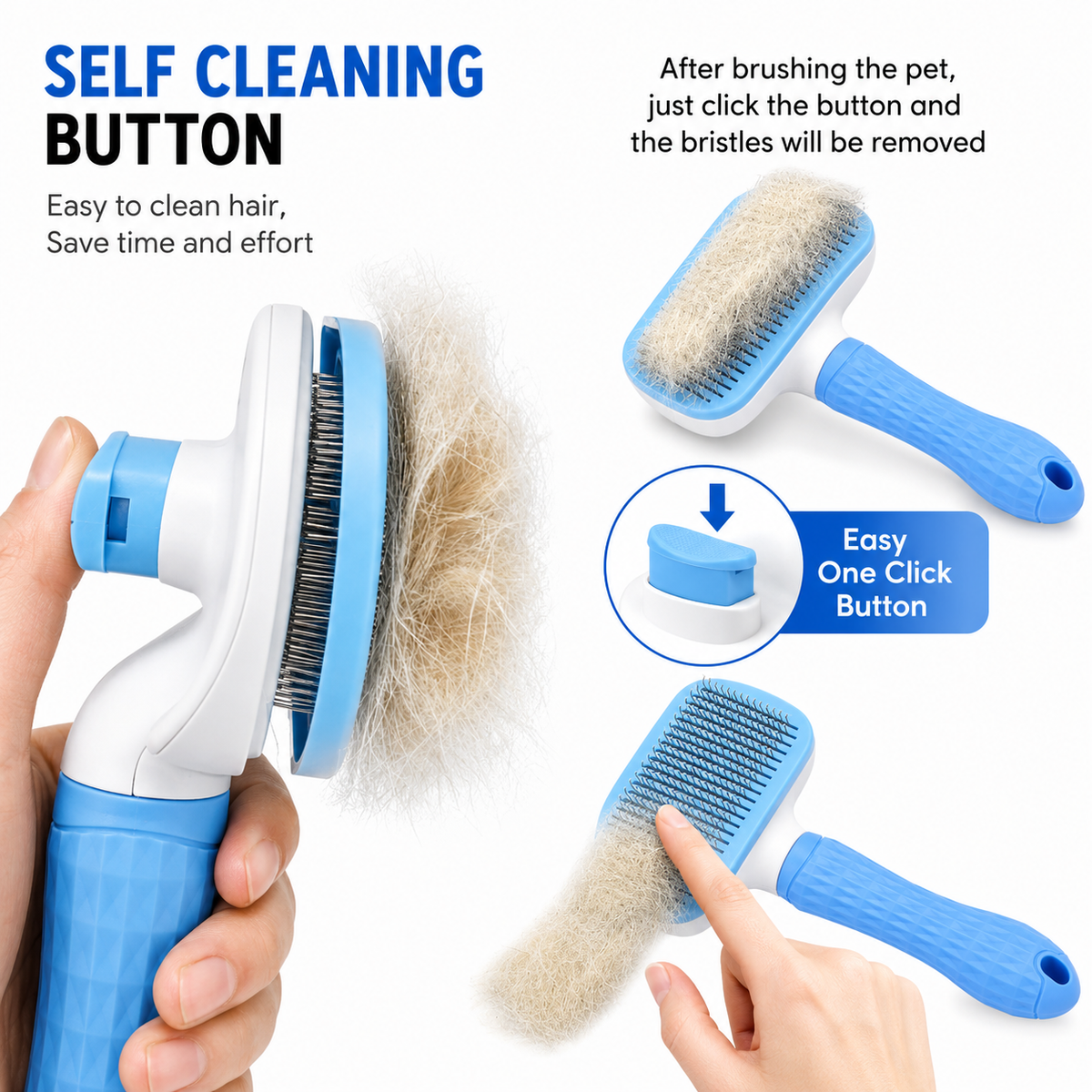 6-in-1 Pet Grooming Kit for Dogs & Cats | Self-Cleaning Brush, Bath Brush & Nail Care